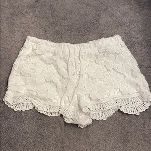 High waisted Lace drawstring shorts